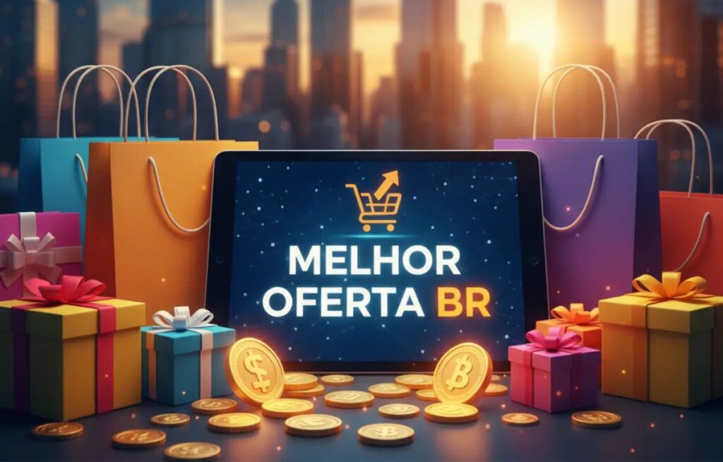 ofertas e descontos, simbolizando a busca pela melhor oferta BR e economia online.